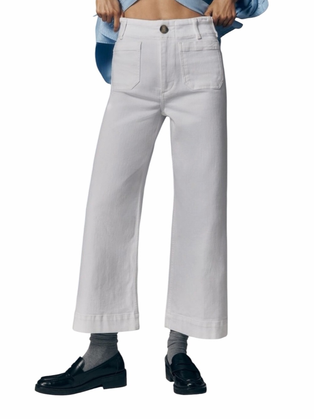 Maeve x Anthropologie- The Colette Crop Wide-Leg Jeans White Sz 32